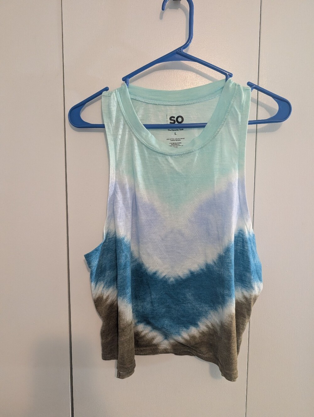 SO Women’s Mint, Blue and Brown Tie-Dye Tank Top